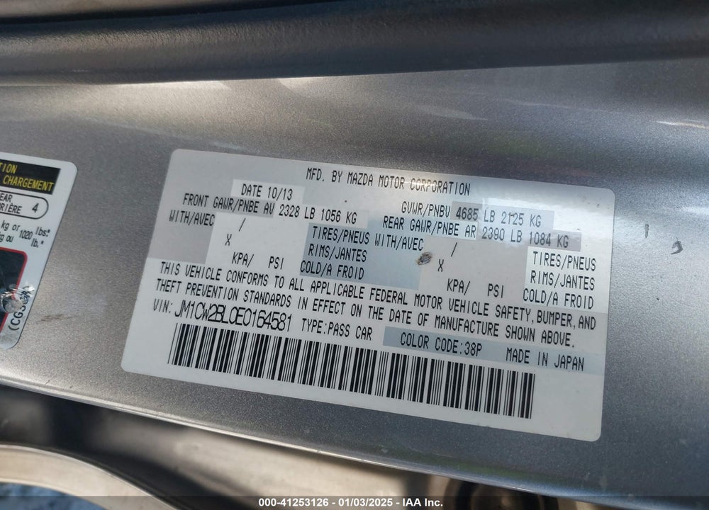 2014 MAZDA MAZDA5 VIN: JM1CW2BL0E0164581