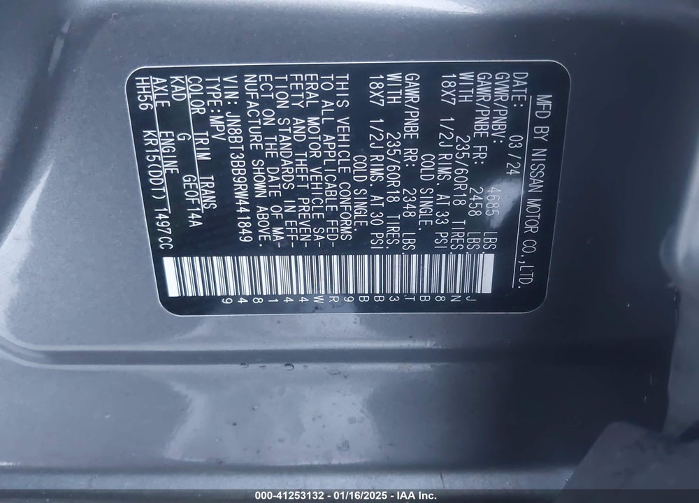 2024 NISSAN ROGUE SV INTELLIGENT AWD VIN: JN8BT3BB9RW441849