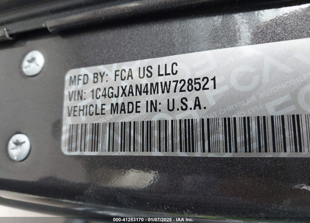 2021 JEEP WRANGLER WILLYS 4X4 VIN: 1C4GJXAN4MW728521