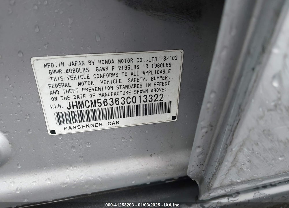 2003 HONDA ACCORD 2.4 LX VIN: JHMCM56363C013322