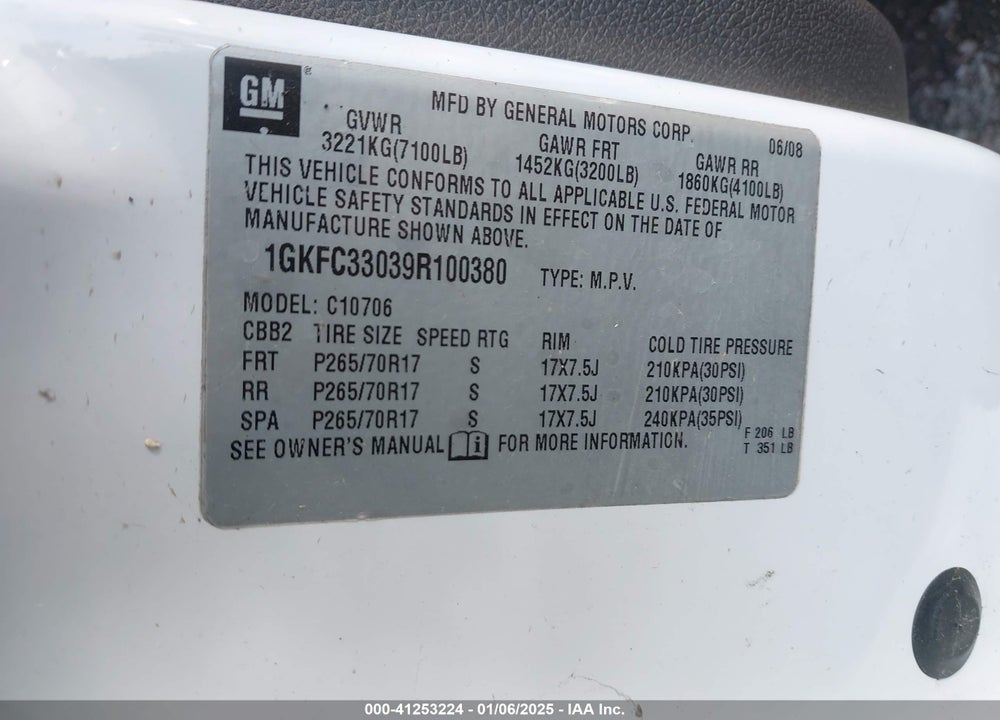 2009 GMC YUKON VIN: 1GKFC33039R100380