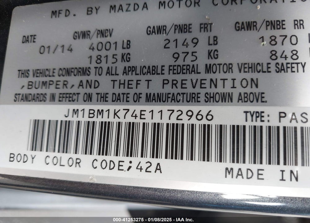 2014 MAZDA 3 SPORT VIN: JM1BM1K74E1172966