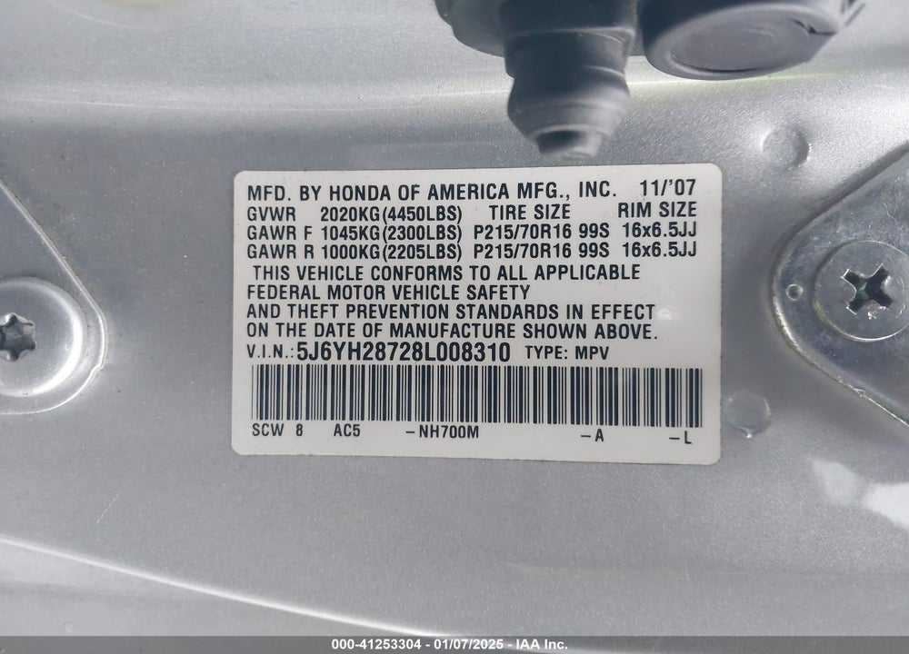 2008 HONDA ELEMENT EX VIN: 5J6YH28728L008310