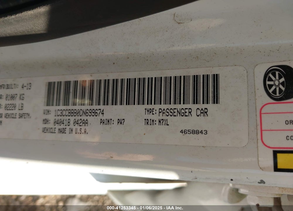 2013 CHRYSLER 200 VIN: 1C3CCBBB0DN699674