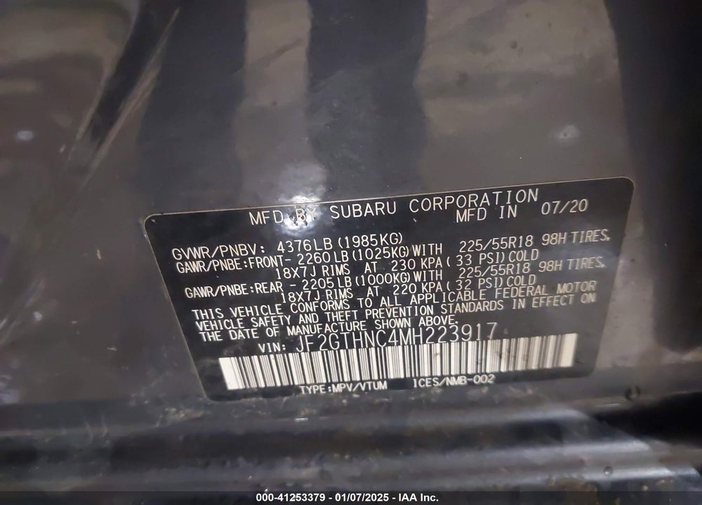 2021 SUBARU CROSSTREK LIMITED VIN: JF2GTHNC4MH223917