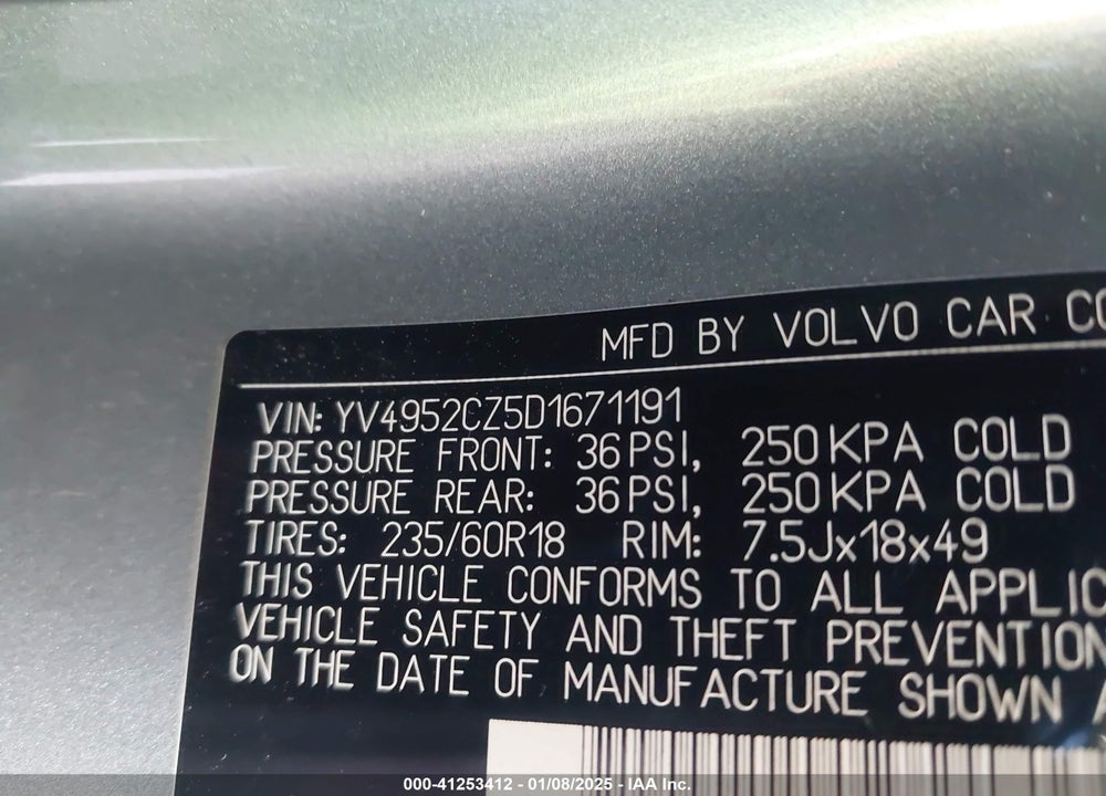 2013 VOLVO XC90 3.2 PLATINUM VIN: YV4952CZ5D1671191