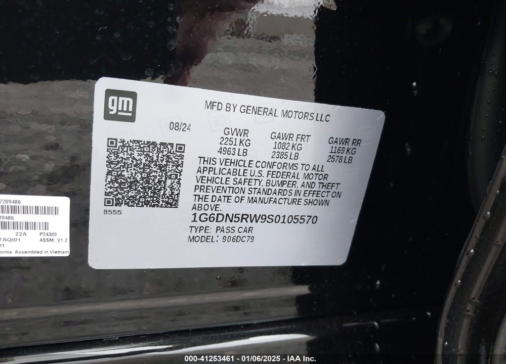 2025 CADILLAC CT5 VIN: 1G6DN5RW9S0105570