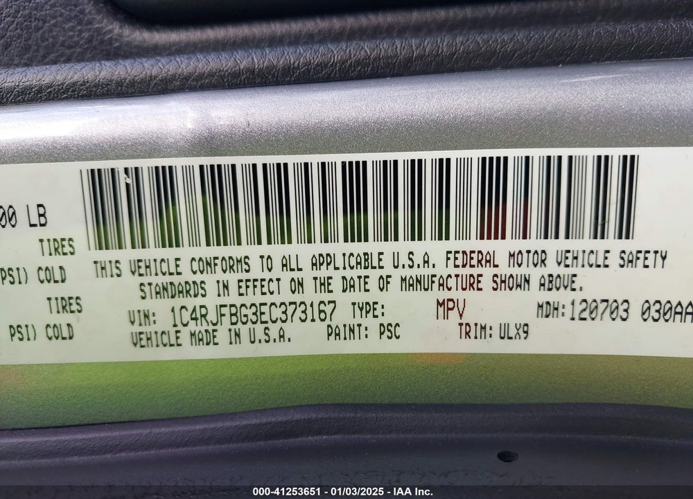 2014 JEEP GRAND CHEROKEE LIMITED VIN: 1C4RJFBG3EC373167