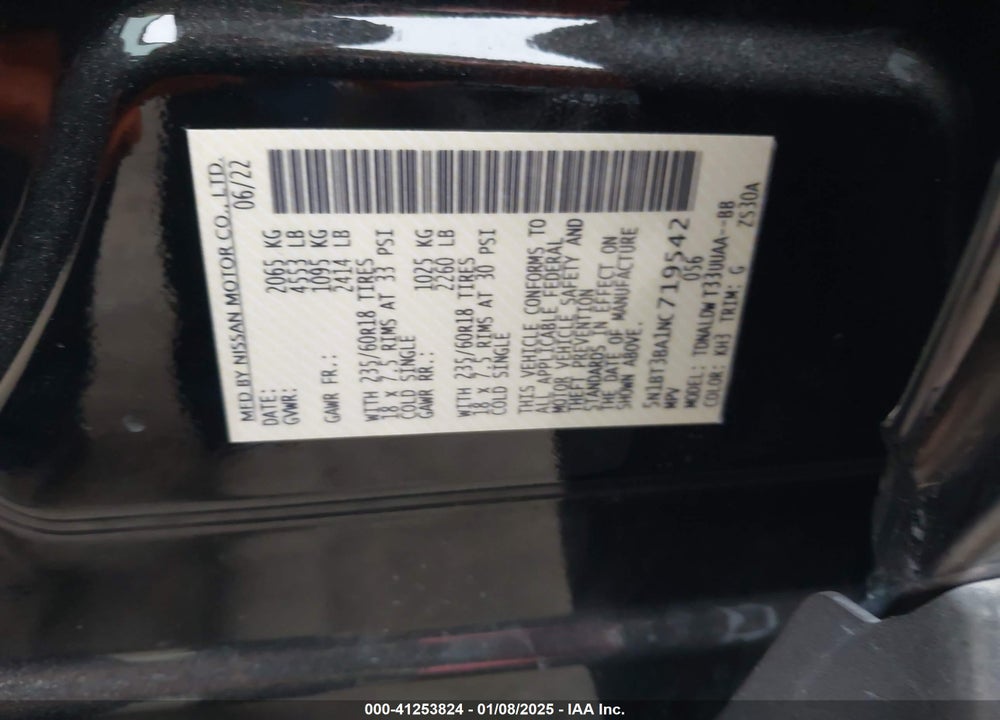 2022 NISSAN ROGUE VIN: 5N1BT3BA1NC719542