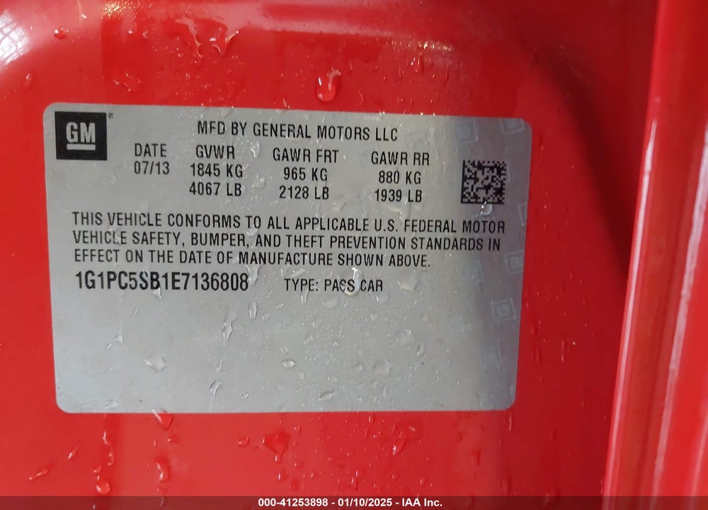 2014 CHEVROLET CRUZE 1LT AUTO VIN: 1G1PC5SB1E7136808