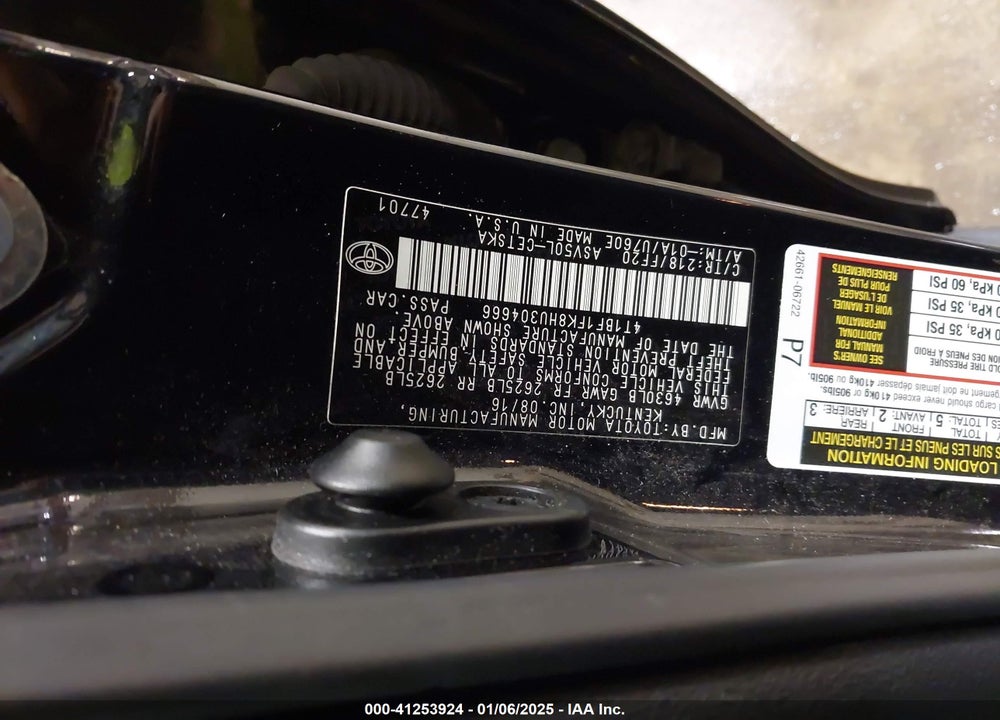 2017 TOYOTA CAMRY SE VIN: 4T1BF1FK8HU304666