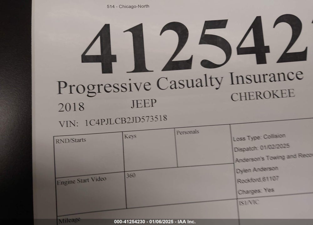 2018 JEEP CHEROKEE VIN: 1C4PJLCB2JD573518