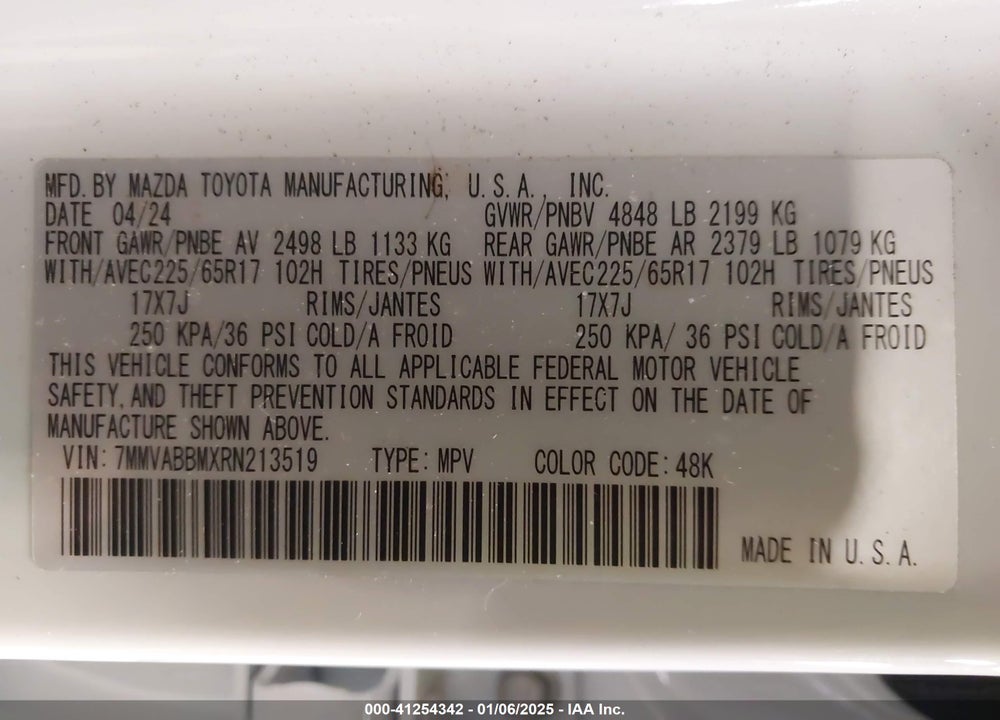 2024 MAZDA CX-50 VIN: 7MMVABBMXRN213519