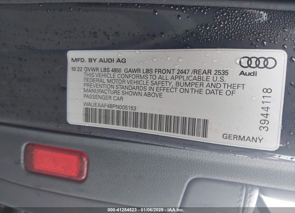 2023 AUDI A4 VIN: WAUEAAF48PN005153