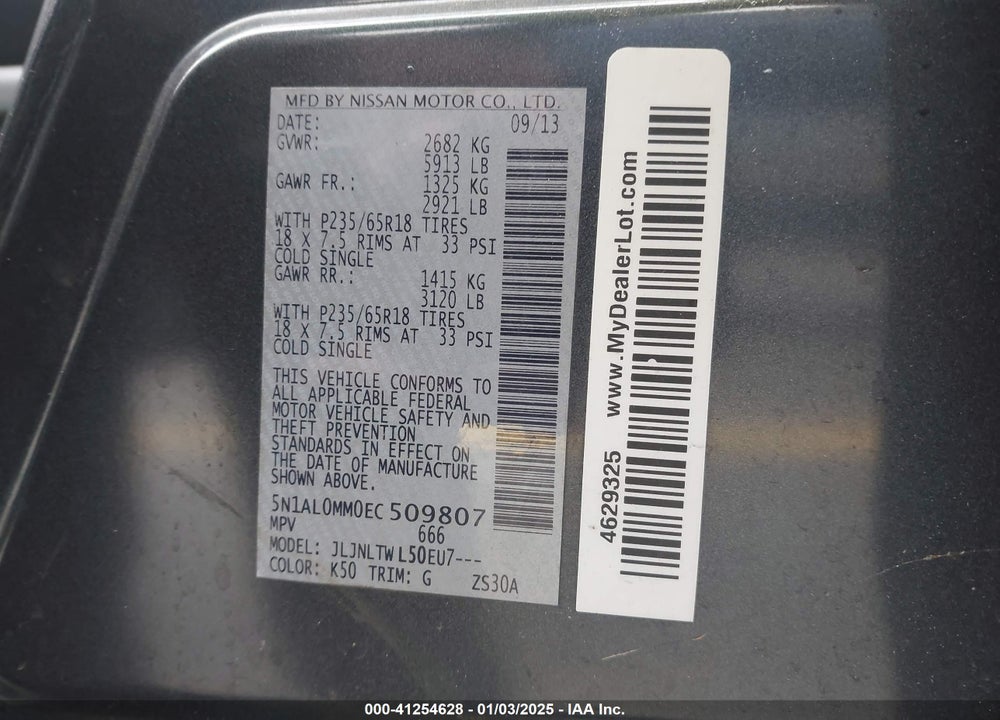 2014 INFINITI QX60 VIN: 5N1AL0MM0EC509807