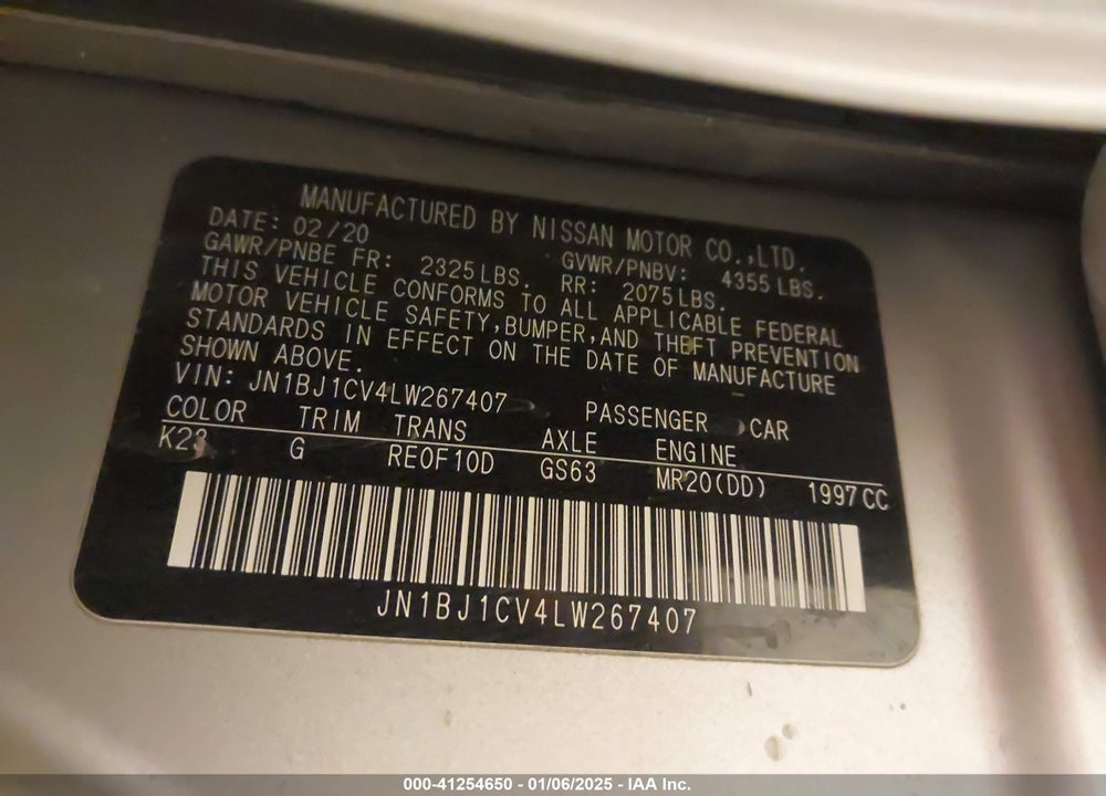 2020 NISSAN ROGUE SPORT S FWD XTRONIC CVT VIN: JN1BJ1CV4LW267407