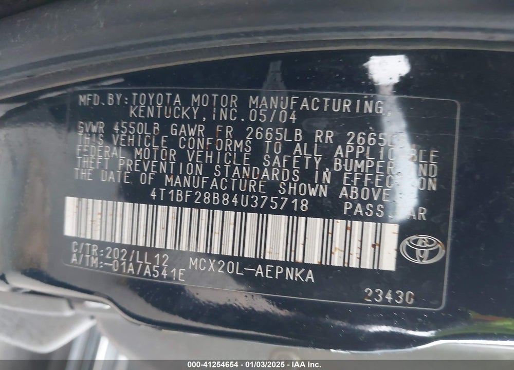 2004 TOYOTA AVALON XL VIN: 4T1BF28B84U375718
