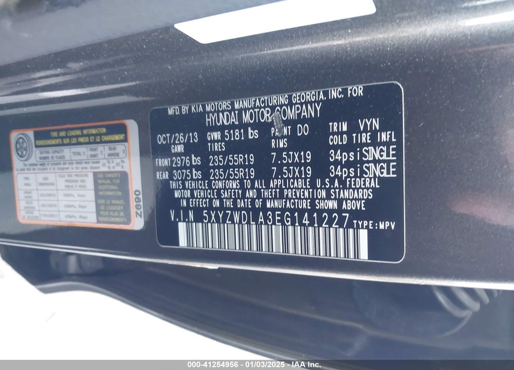 2014 HYUNDAI SANTA FE SPORT 2.0L TURBO VIN: 5XYZWDLA3EG141227