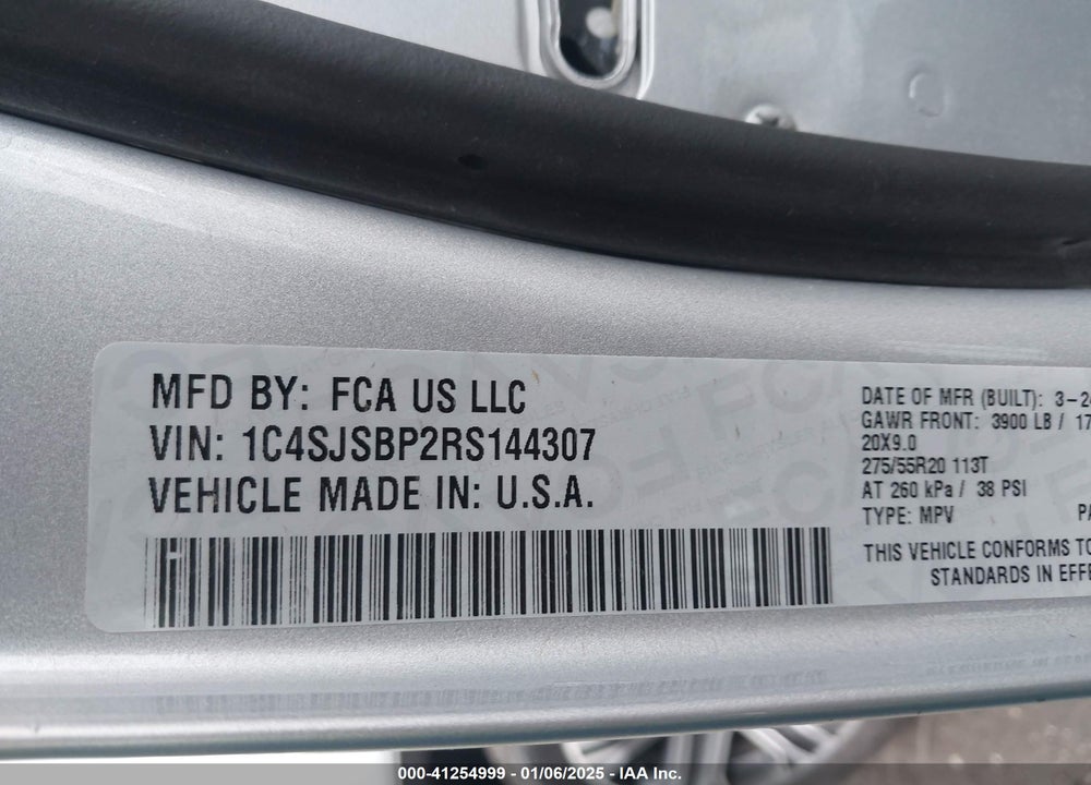 2024 JEEP WAGONEER L SERIES II 4X4 VIN: 1C4SJSBP2RS144307