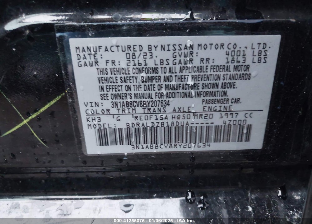 2024 NISSAN SENTRA SV XTRONIC CVT VIN: 3N1AB8CV8RY207634