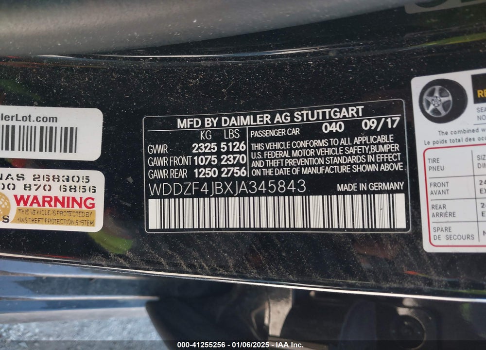 2018 MERCEDES-BENZ E 300 VIN: WDDZF4JBXJA345843