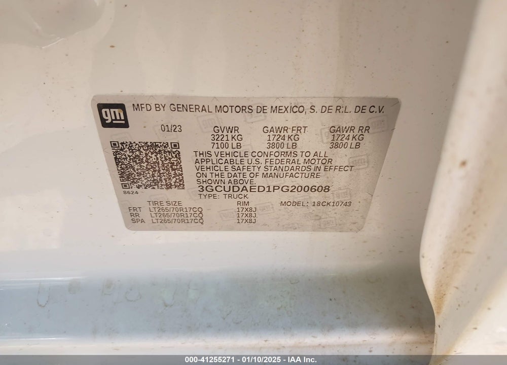 2023 CHEVROLET SILVERADO VIN: 3GCUDAED1PG200608