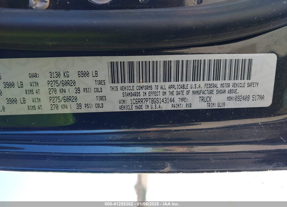 2016 RAM 1500 VIN: 1C6RR7PT8GS143144