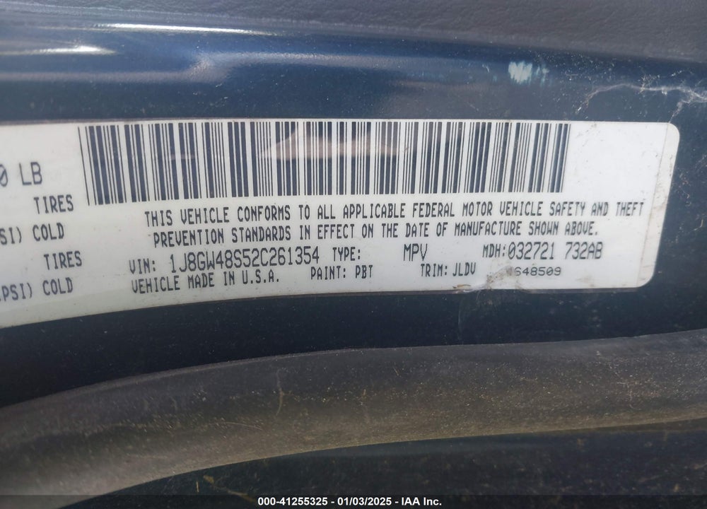 2002 JEEP GRAND CHEROKEE LAREDO VIN: 1J8GW48S52C261354