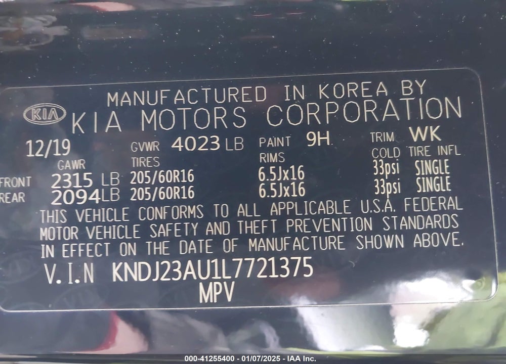 2020 KIA SOUL VIN: KNDJ23AU1L7721375