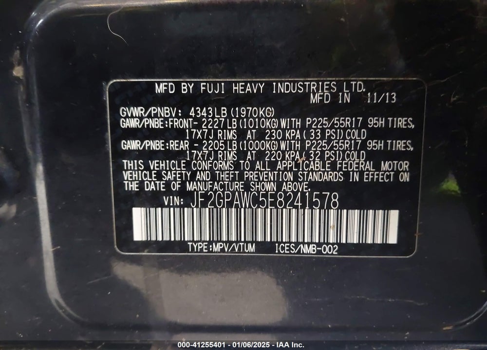 2014 SUBARU XV CROSSTREK VIN: JF2GPAWC5E8241578