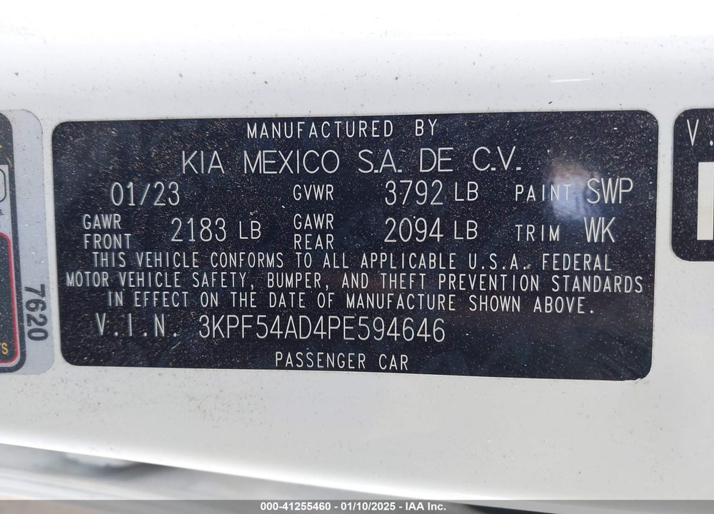2023 KIA FORTE VIN: 3KPF54AD4PE594646