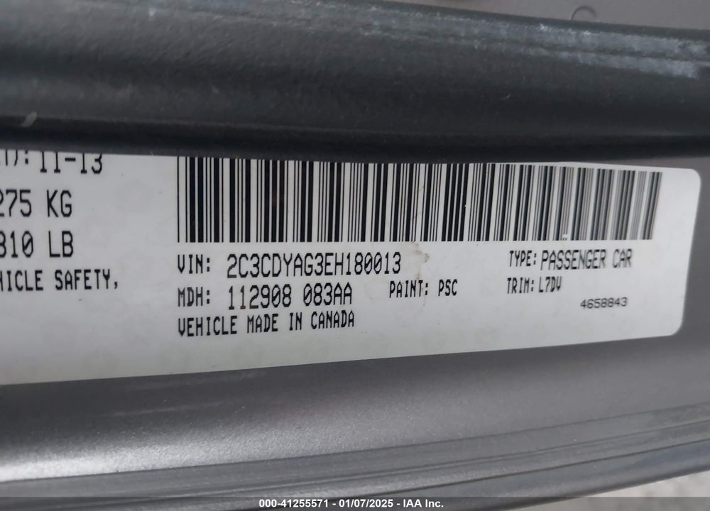 2014 DODGE CHALLENGER VIN: 2C3CDYAG3EH180013