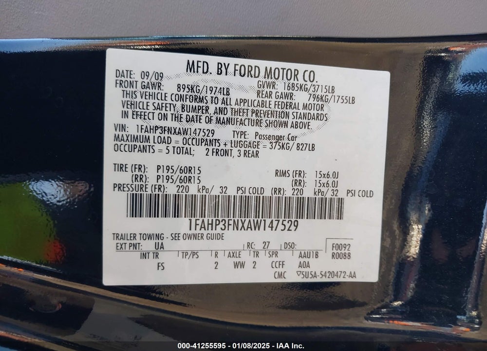 2010 FORD FOCUS SE VIN: 1FAHP3FNXAW147529