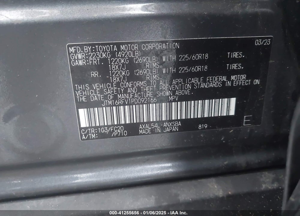 2023 TOYOTA RAV4 HYBRID SE VIN: JTM16RFV1PD092166