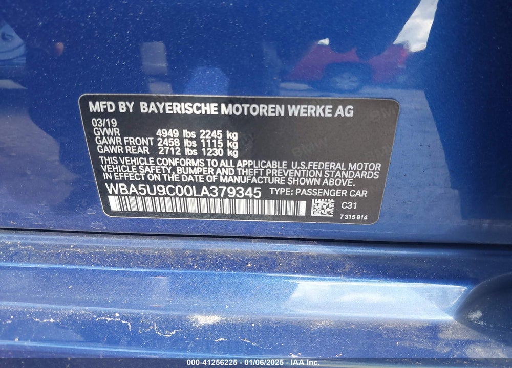 2020 BMW M340XI VIN: WBA5U9C00LA379345