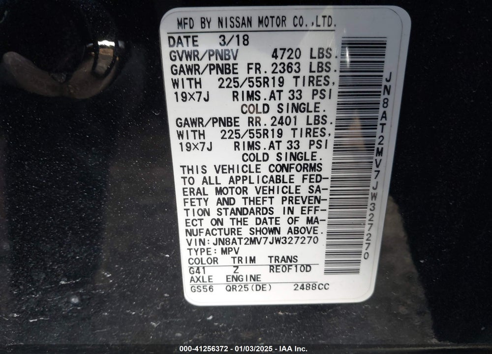 2018 NISSAN ROGUE VIN: JN8AT2MV7JW327270