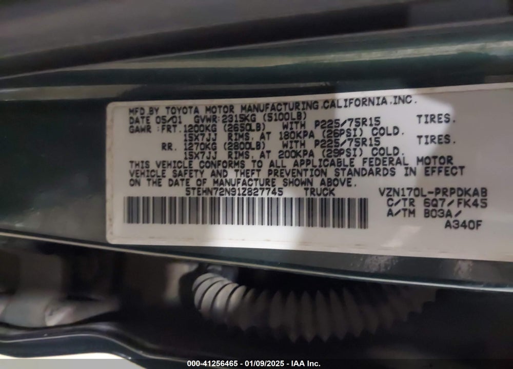 2001 TOYOTA TACOMA BASE V6 VIN: 5TEHN72N91Z827745