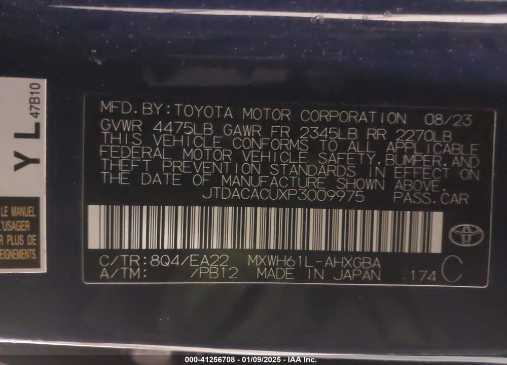 2023 TOYOTA PRIUS PRIME XSE VIN: JTDACACUXP3009975