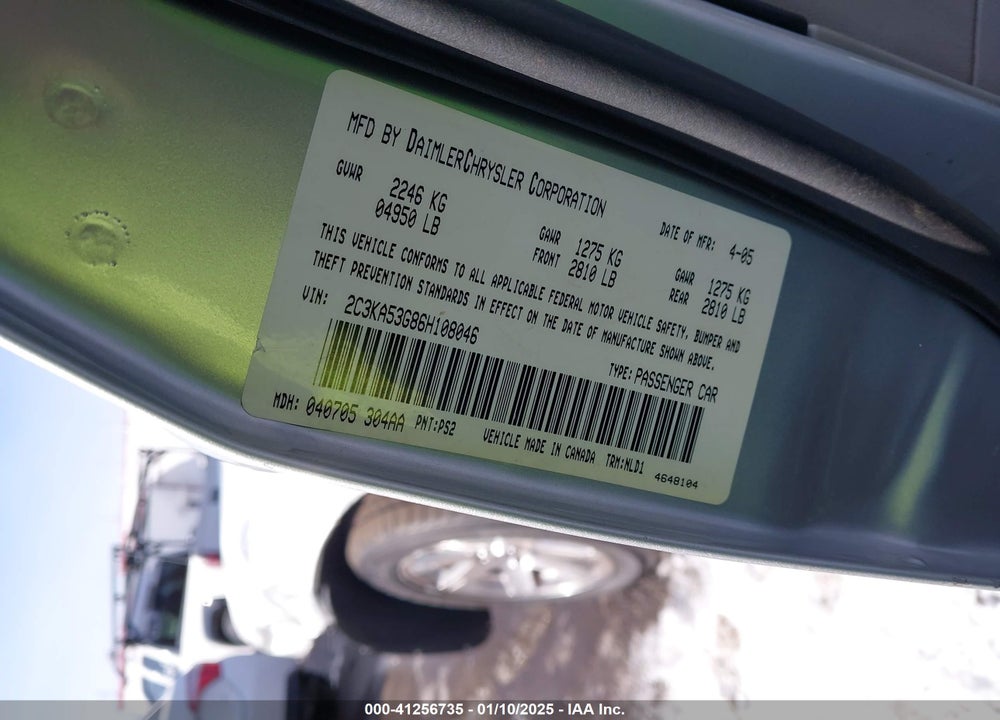 2006 CHRYSLER 300 VIN: 2C3KA53G86H108046
