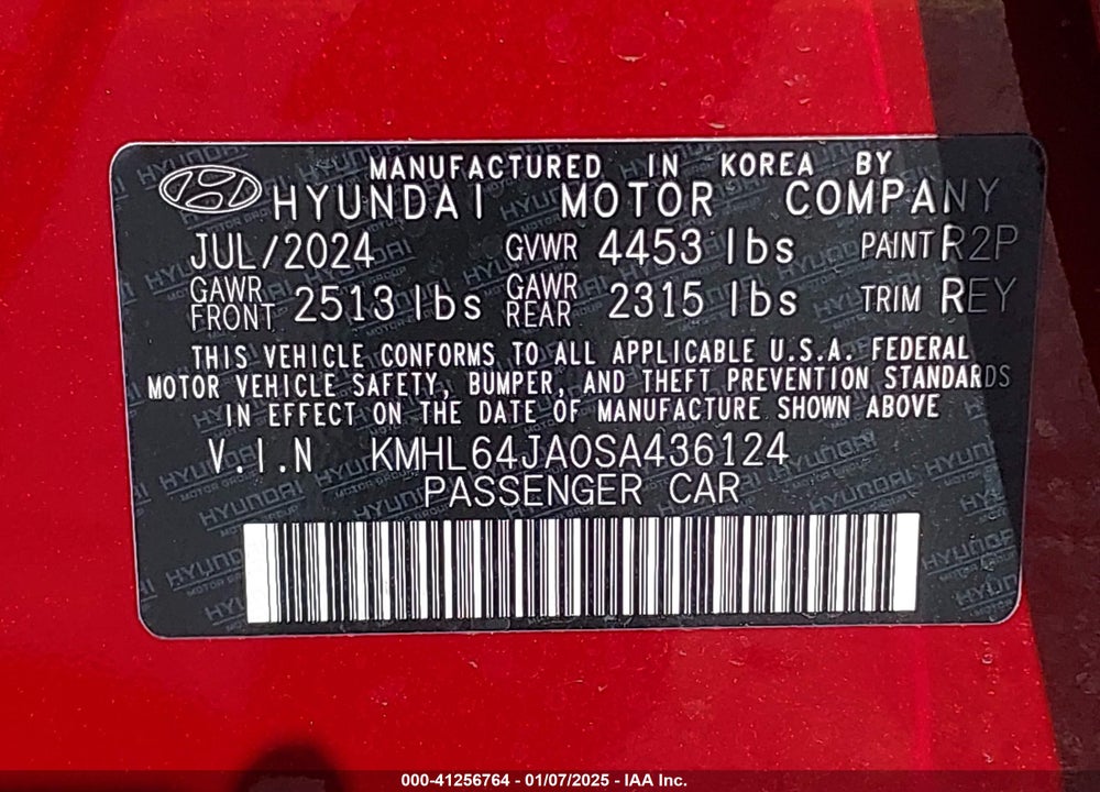 2025 HYUNDAI SONATA SEL VIN: KMHL64JA0SA436124