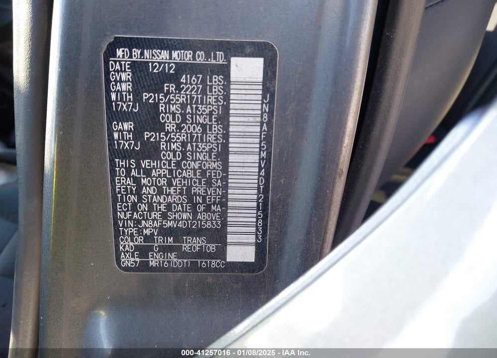2013 NISSAN JUKE SL VIN: JN8AF5MV4DT215833