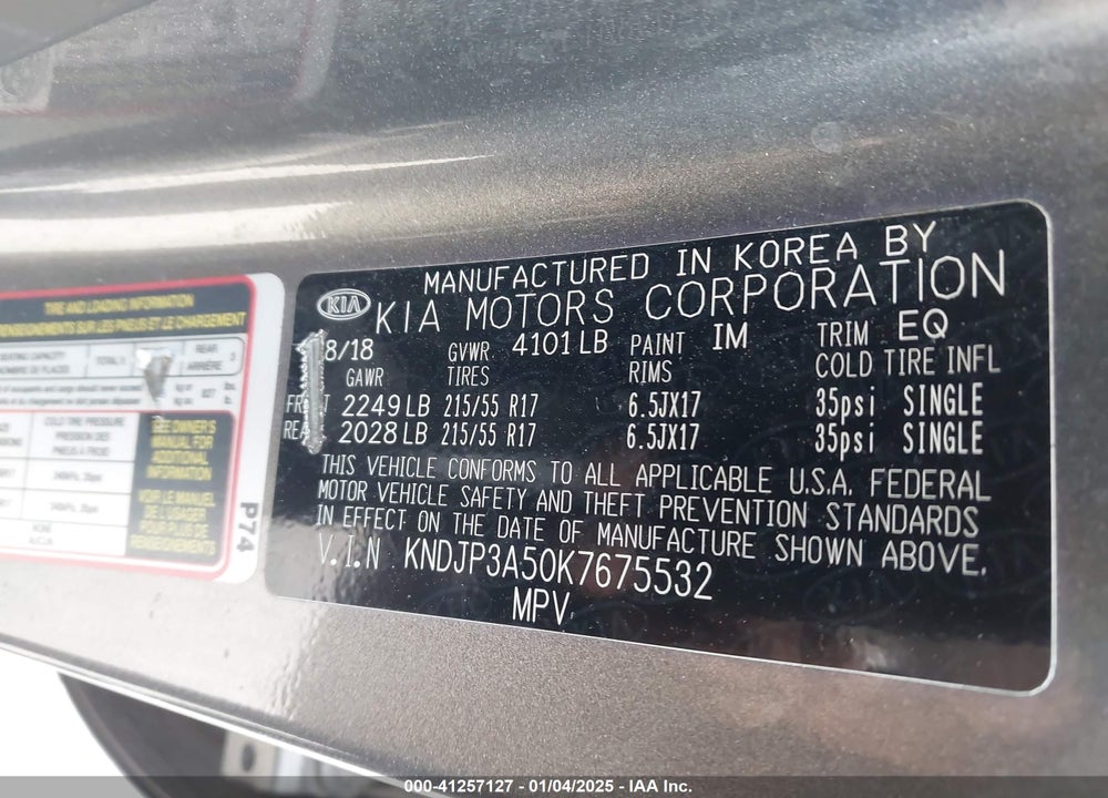 2019 KIA SOUL VIN: KNDJP3A50K7675532