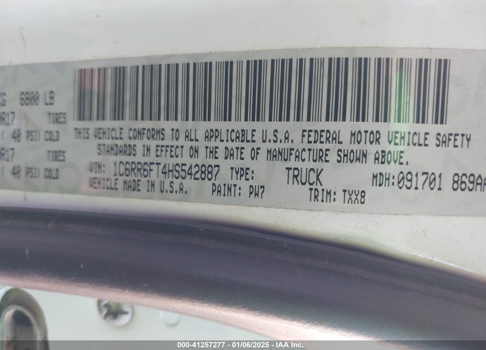 2017 RAM 1500 VIN: 1C6RR6FT4HS542887