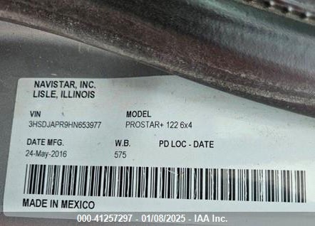 2017 INTERNATIONAL PROSTAR VIN: 3HSDJAPR9HN653977