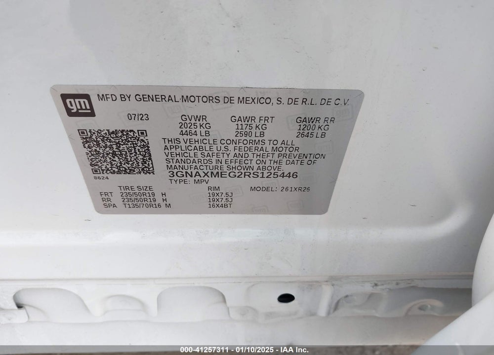 2024 CHEVROLET EQUINOX FWD RS VIN: 3GNAXMEG2RS125446