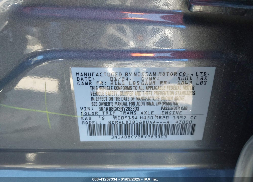 2024 NISSAN SENTRA VIN: 3N1AB8CV2RY283303