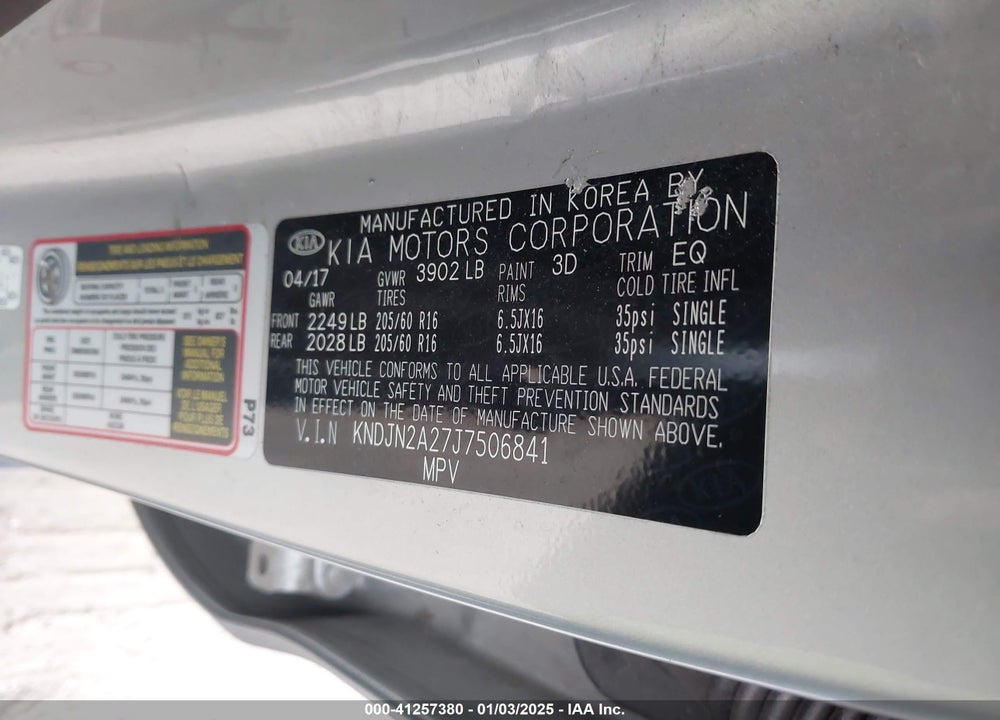 2018 KIA SOUL VIN: KNDJN2A27J7506841