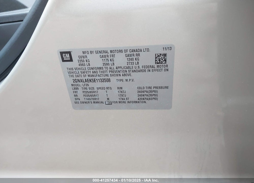 2014 CHEVROLET EQUINOX LS VIN: 2GNALAEK5E1132508