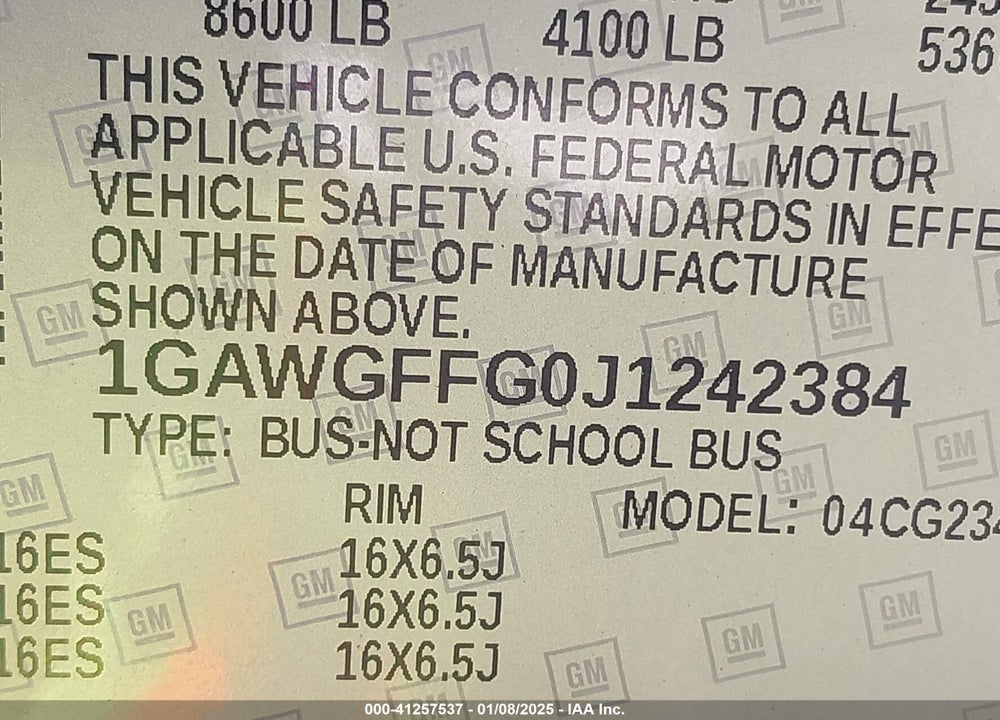 2018 CHEVROLET EXPRESS 2500 LT VIN: 1GAWGFFG0J1242384