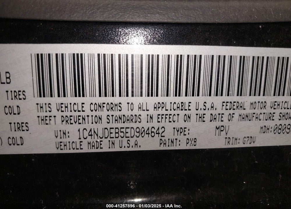 2014 JEEP COMPASS LATITUDE VIN: 1C4NJDEB5ED904642